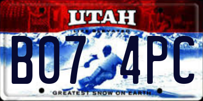 UT license plate B074PC