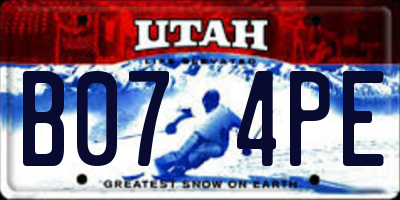 UT license plate B074PE