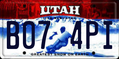 UT license plate B074PI