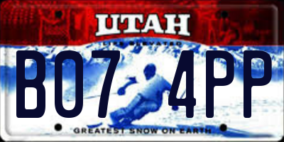 UT license plate B074PP