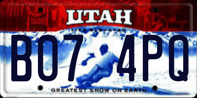 UT license plate B074PQ