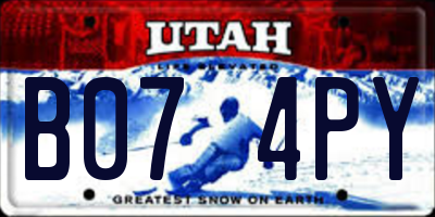 UT license plate B074PY