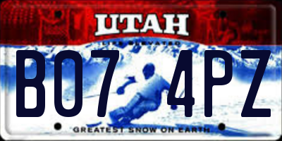 UT license plate B074PZ