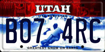 UT license plate B074RC