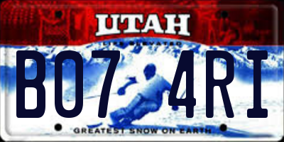 UT license plate B074RI