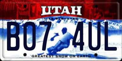 UT license plate B074UL