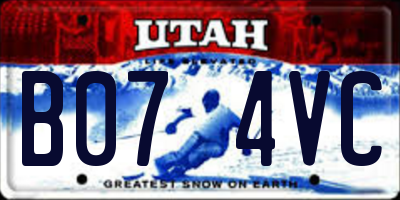 UT license plate B074VC