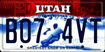 UT license plate B074VT