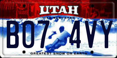 UT license plate B074VY