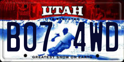 UT license plate B074WD