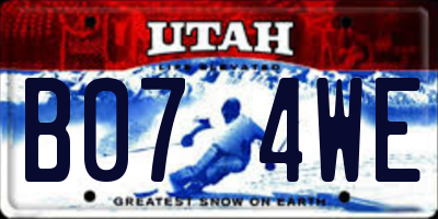 UT license plate B074WE