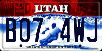 UT license plate B074WJ