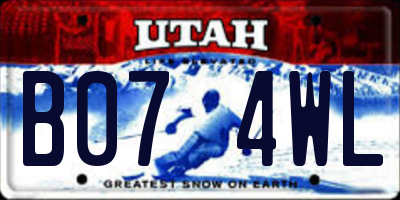 UT license plate B074WL
