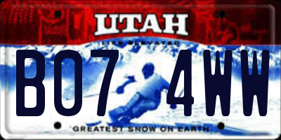 UT license plate B074WW