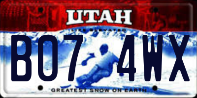 UT license plate B074WX