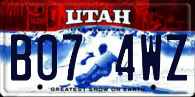 UT license plate B074WZ