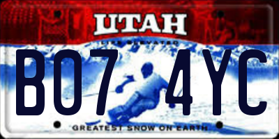 UT license plate B074YC