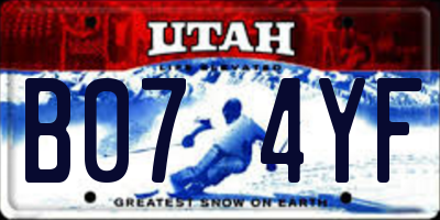 UT license plate B074YF