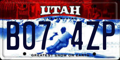 UT license plate B074ZP