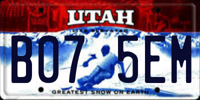 UT license plate B075EM
