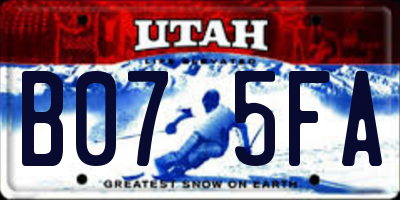 UT license plate B075FA