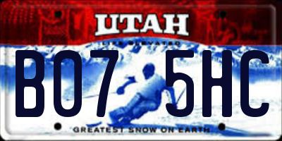 UT license plate B075HC