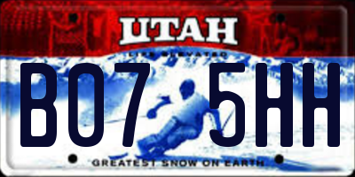 UT license plate B075HH