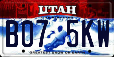 UT license plate B075KW