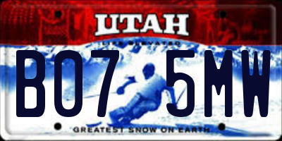 UT license plate B075MW