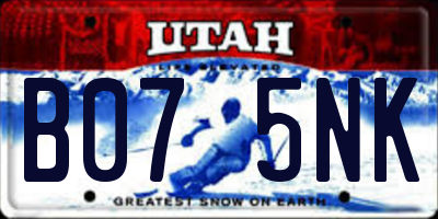 UT license plate B075NK