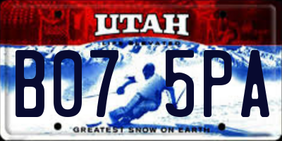 UT license plate B075PA