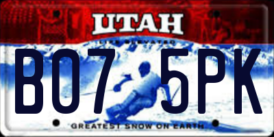 UT license plate B075PK