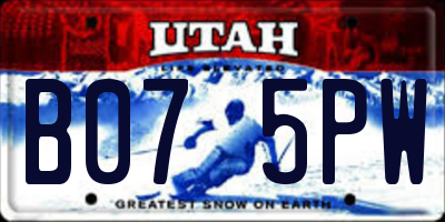 UT license plate B075PW