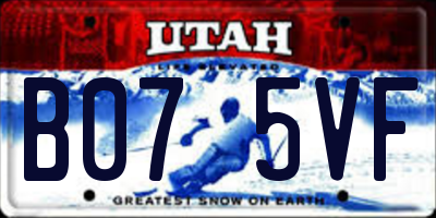 UT license plate B075VF