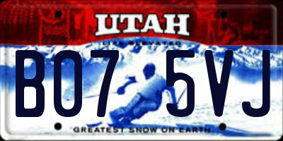 UT license plate B075VJ