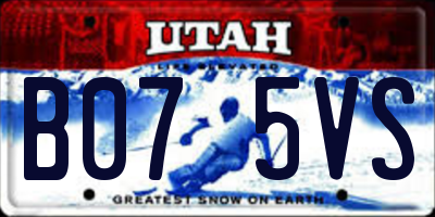 UT license plate B075VS