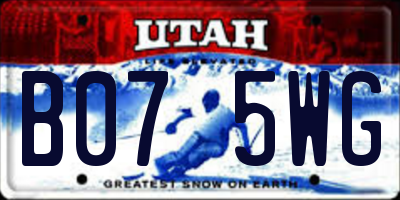 UT license plate B075WG