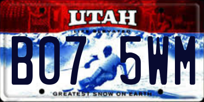 UT license plate B075WM