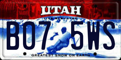 UT license plate B075WS