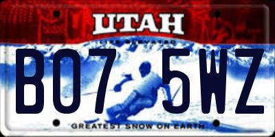 UT license plate B075WZ