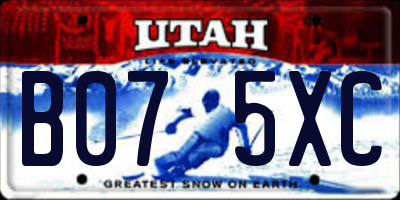 UT license plate B075XC