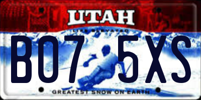 UT license plate B075XS