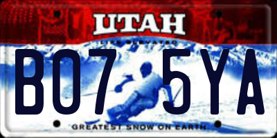 UT license plate B075YA