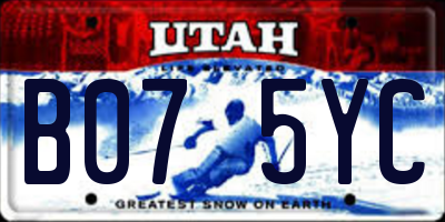 UT license plate B075YC