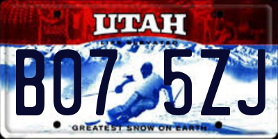 UT license plate B075ZJ