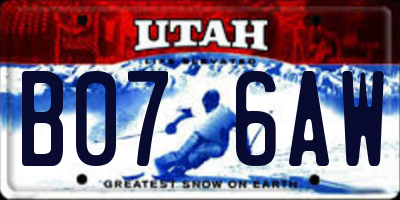 UT license plate B076AW