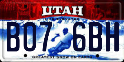 UT license plate B076BH