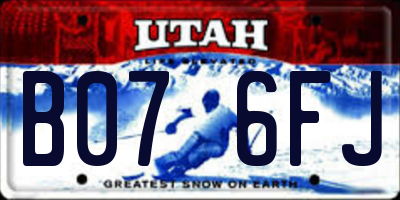 UT license plate B076FJ