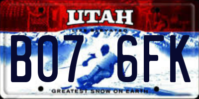 UT license plate B076FK