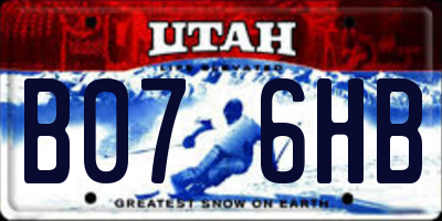 UT license plate B076HB